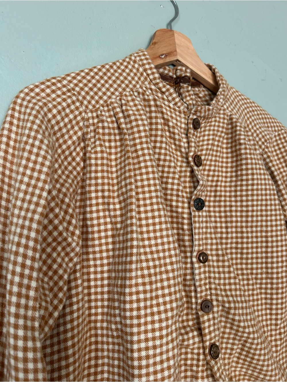 Ochre Gingham Button-Down Blouse